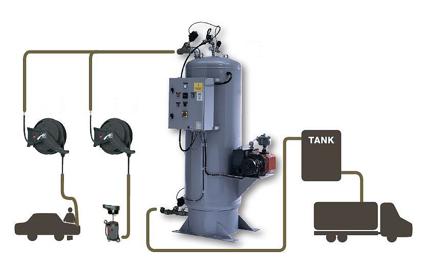 Система для сбора отработанного масла AUTOVAC 500; давление воздуха: 0,6 МПа; объём резервуара 500 л.
