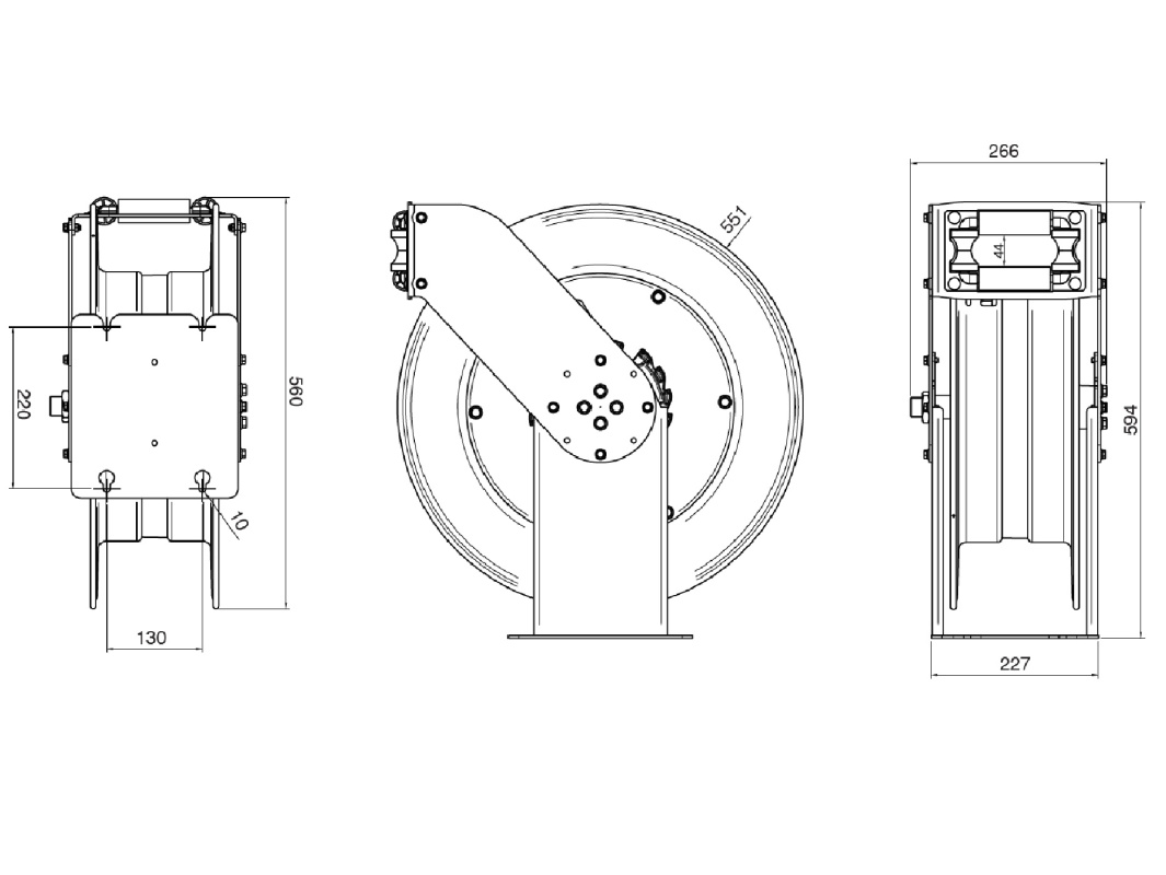 Катушка открытая для раздачи масла, шланг 15 м. х 3/4"; 7,5 МПа; пистолет повышенной производительности