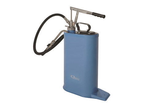 Ком-кт для раздачи масла, переносной, ручной, 16 л.овальный стальной корпус,  шланг 1,5 м, производительность 0,1л на ход штока
