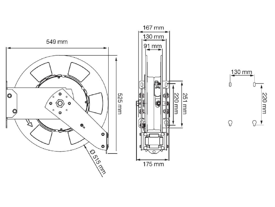 Катушка открытая с шлангом для раздачи стеклоомывающей жидкости, обезжиривателя; шланг 15 м. х 1/2"; 1,5 МПа; 1/2"