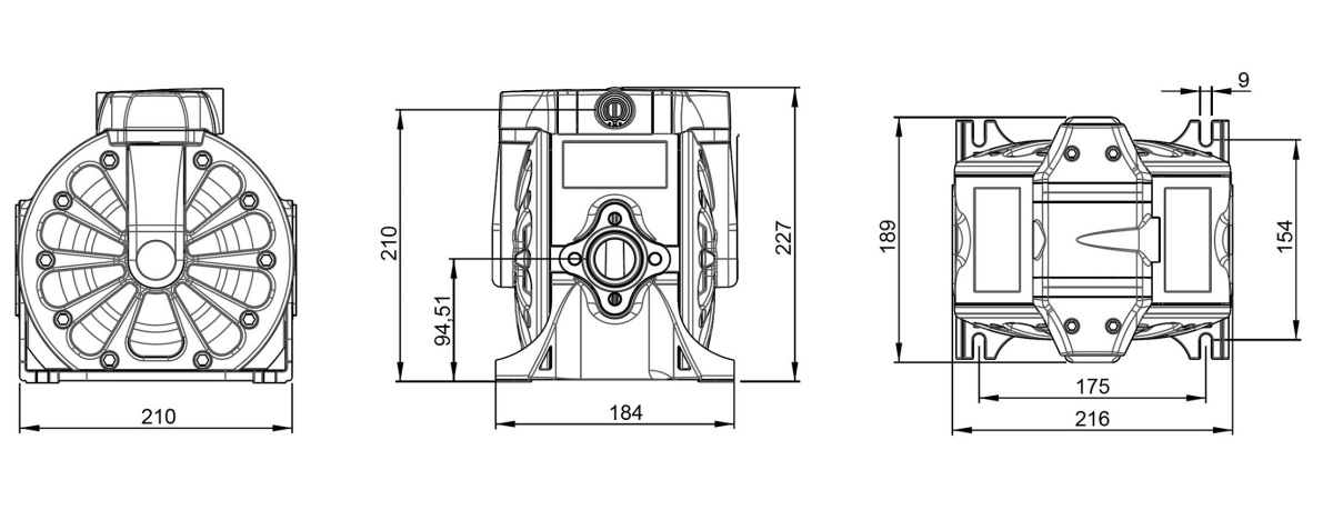 Насос диафрагменный ЕD100AL для масел, охлаждающей жидкости, других нефтепродуктов; пневмопривод 1:1; 100 л/мин; 0,7 МПа