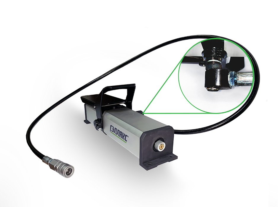 Насос гидравлический с пневмоприводом, управление педалью, 70МПа, 1 л (шланг 2м, БРС)