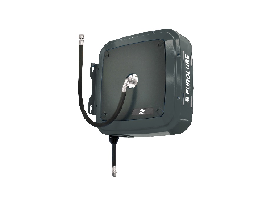 Катушка закрытая с шлангом для раздачи смазки; композитный барабан, шланг 15 м. х 3/8"; 35 МПа; 3/8”