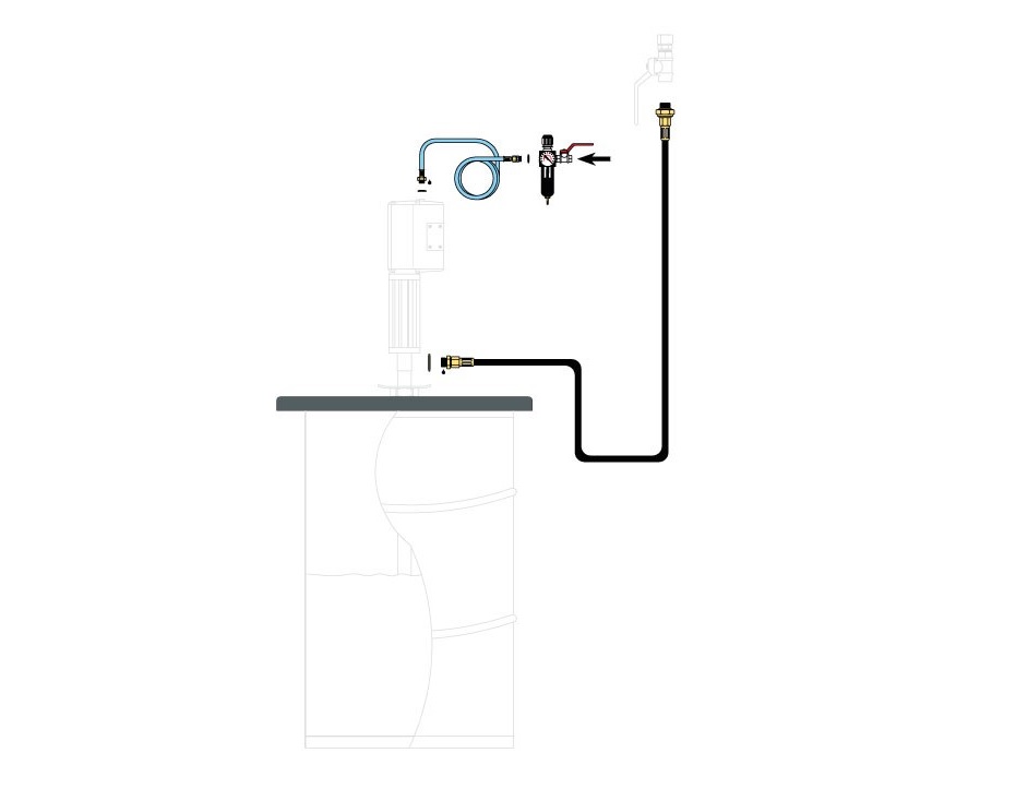 Комплект для монтажа насосов 128-серии для бочек 50-60 кг, с узлом подготовки воздуха (насос и уплотнительная мембрана в комплект не входят)