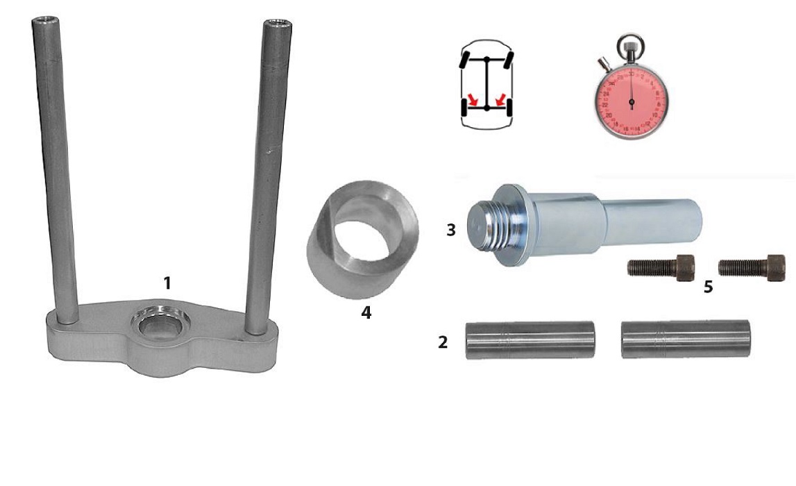 Комплект доп. оснастки для выпрессовки болта рессоры Scania, на 45т (комплект цилиндра 45т и установочная траверса 03-00031-002 поставляется отдельно)
