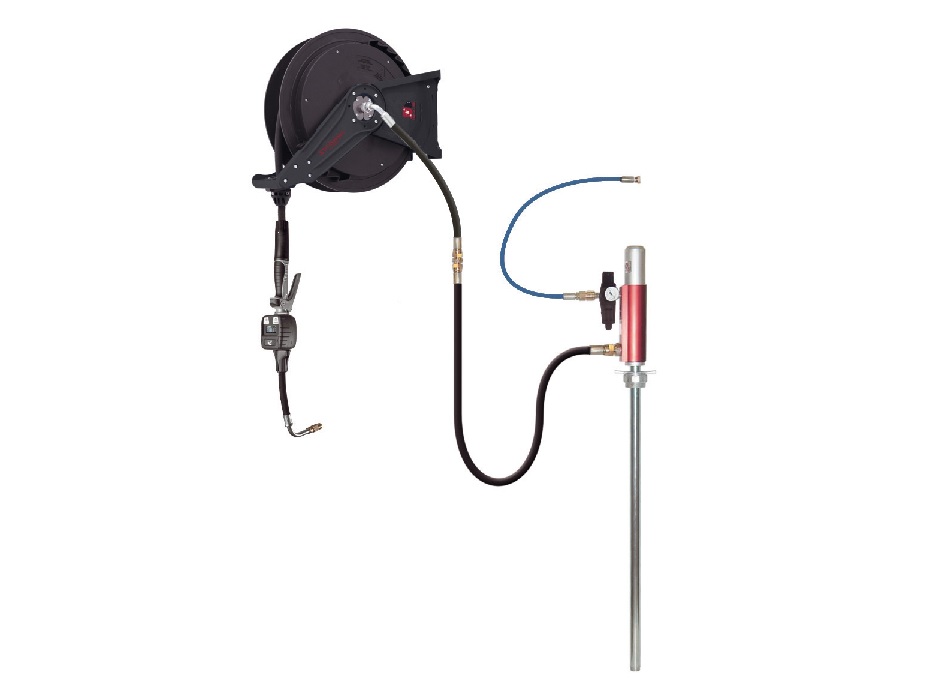 Комплект насоса 3:1 для раздачи масла из бочек 200л., катушка10 мх1/2"; электронный расходомер; 25 л./мин.,1МПа