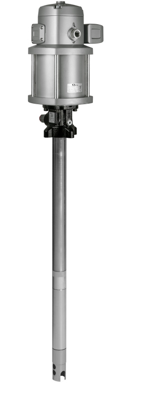 Насос высокопроизводительный для смазки для тяжёлых режимов работы с пневмоприводом 80:1 для бочки 50 кг, 650 мм, общая длина насоса 1,152 мм, Воздух: G 1/2” BSP (внутр.), Смазка: 1/2" BSP (внутр), произв-ть 8 кг/мин