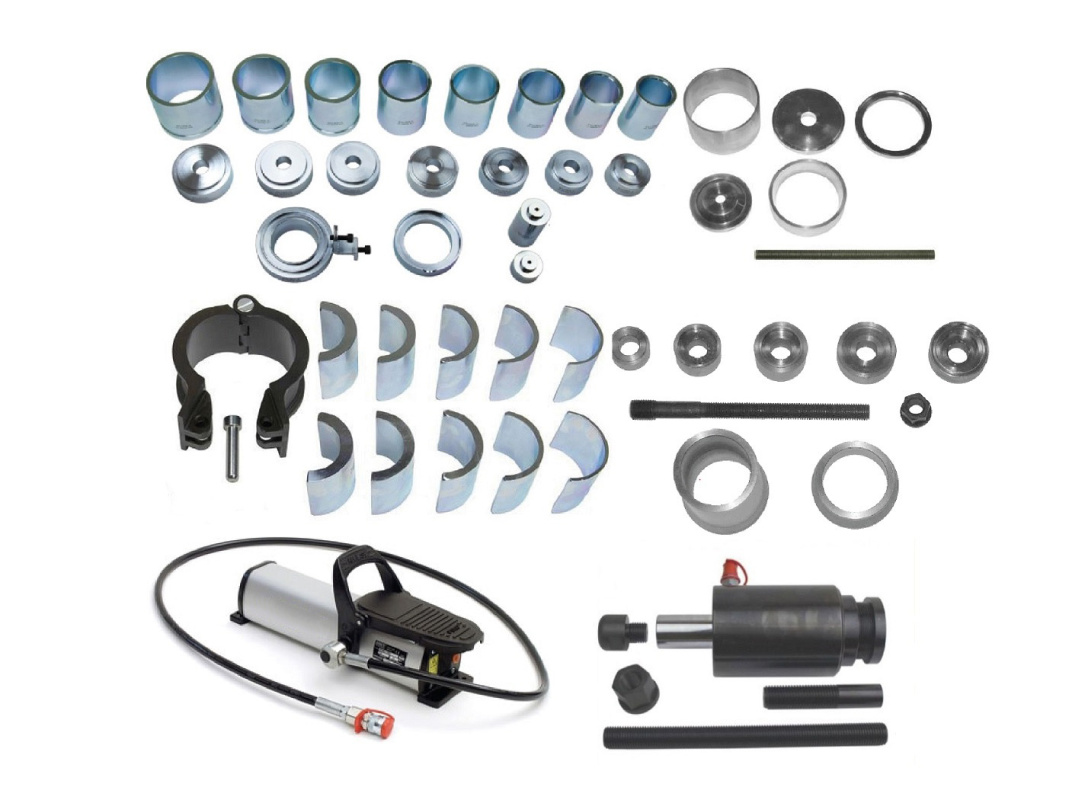 Комплект выпрессовщика сайлентблоков с пневмогидравлическим насосом 