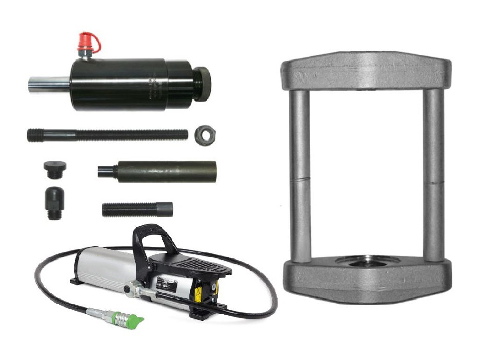 Комплект для снятия и установки шарнирных соединений легковых автомобилей с гидравлическим цилиндром на 22 тонны, универсальный с насосом (базовая версия)