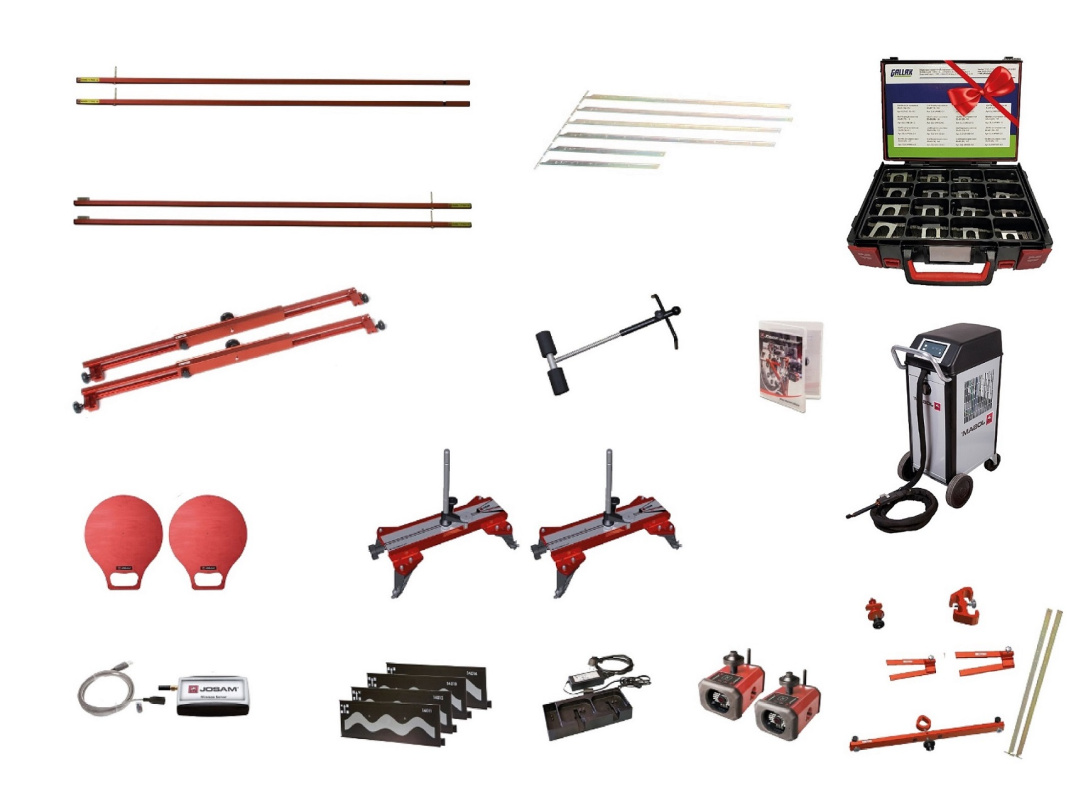 Комплект оборудования для проведения колёсной диагностики и правки осей грузовых автомобилей с комплектом регулировочных шайб