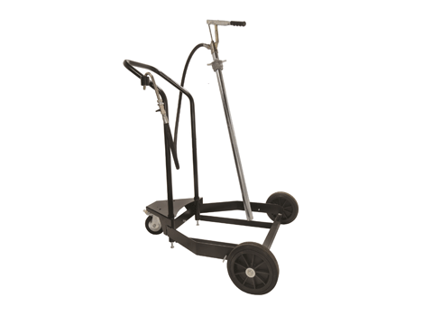 Комплект для раздачи масла передвижной под бочки 200 л.,ручной поршневой насос (21503),шланг 1,5м х 1/2", с метал. носиком загнутым 135°,тележка 3 колеса