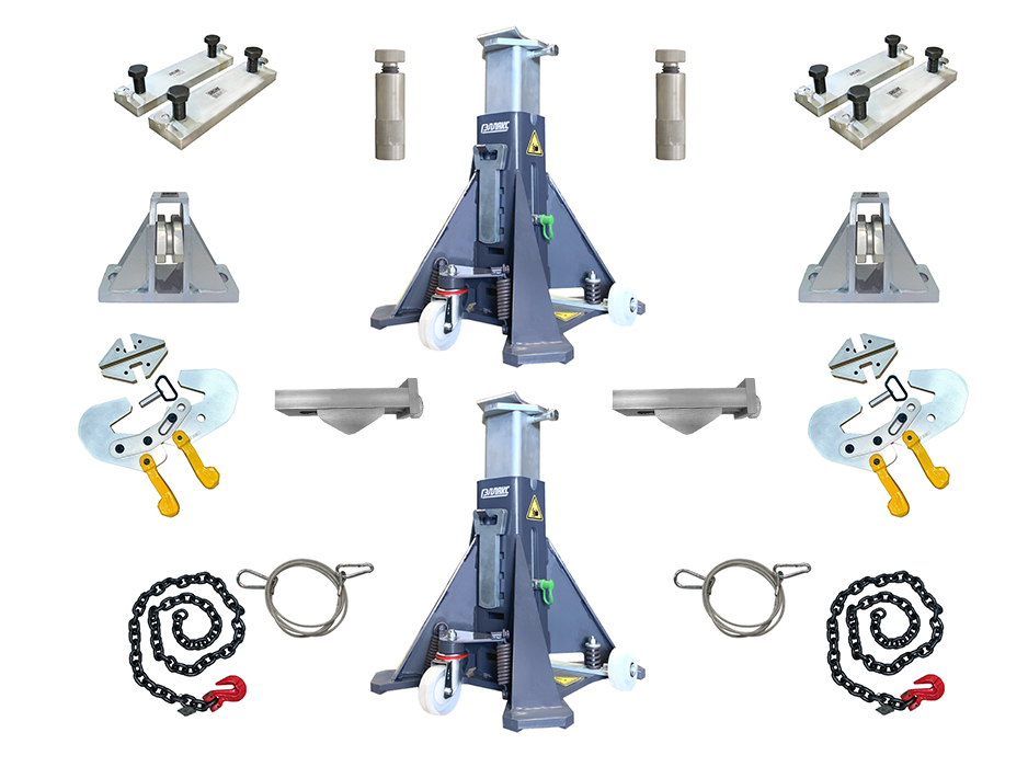Комплект для правки деформаций рам прицепов в вертикальной плоскости 