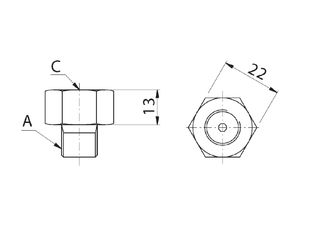 Адаптер для манометров AMT801, TX103, TX104, AMT802, 150 МПа, 1/4"Х1/4"