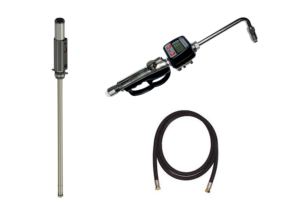 Комлект для раздачи масла из 200л бочек (насос 3:1 с пневмоприводом, пистолет с расходомером, жёский носик, шланг 3м)