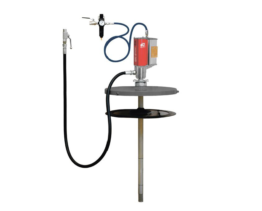 Нагнетатель смазки стационарный для бочки180 кг, с пластиной прижимной; пневмопривод 60:1; 1 МПа; 0,8 кг/мин.