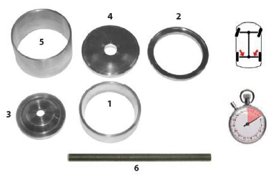 Комплект оснастки (втулок и шайб) для запрессовки и выпрессовки сайлентблоков SAF осей 150 мм (комплект гидроцилиндра 03-00028 поставляется отдельно)