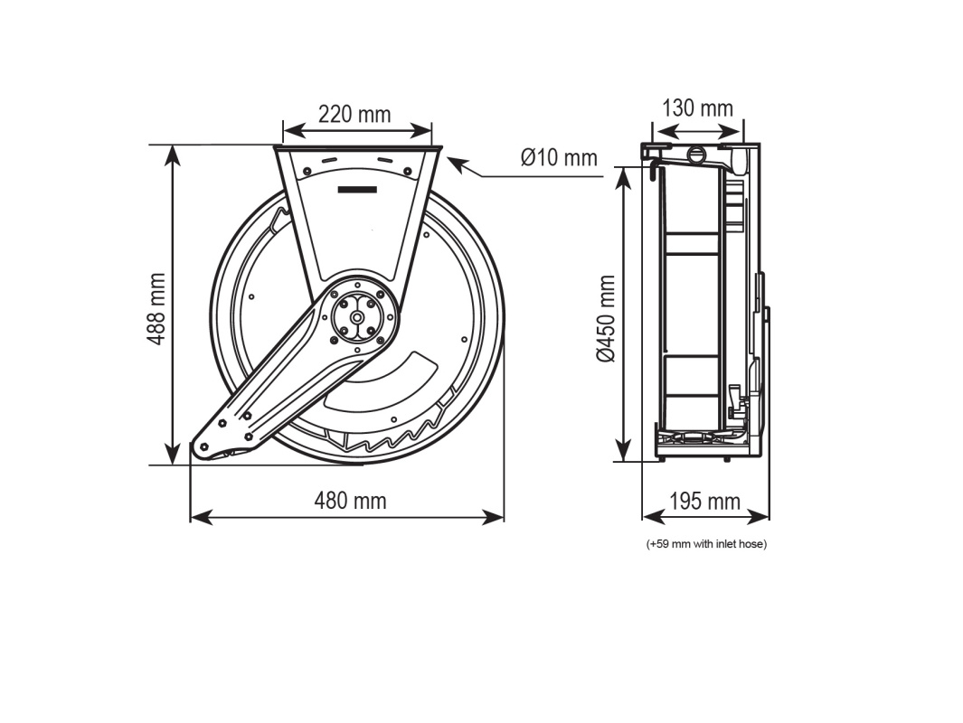 Катушка открытая для раздачи мочевины/Adblue, шланг 10 м. х 1/2"; 1,5 МПа; пистолет