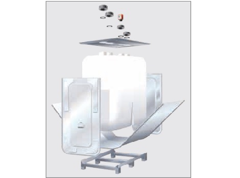 Ёмкость пластиковая объёмом 1500 л., обшитая листовым металлом,1630 х 770 х 1850h мм, 151 кг