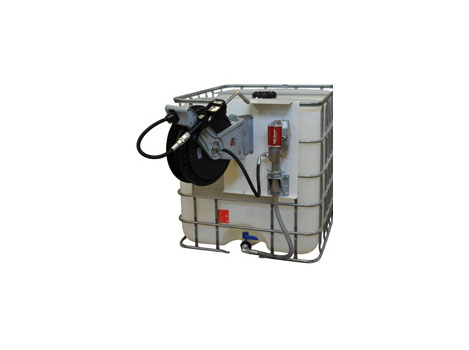 Комплект для раздачи масла из IBC танкеров (насос с укороч. штангой 5:1 с настен. крепл. серия Е80, катушка со шлангом 15мх1/2", пистолет для раздачи масла с цифр расходомером, всасывающий шланг), 38л/мин; 1МПа