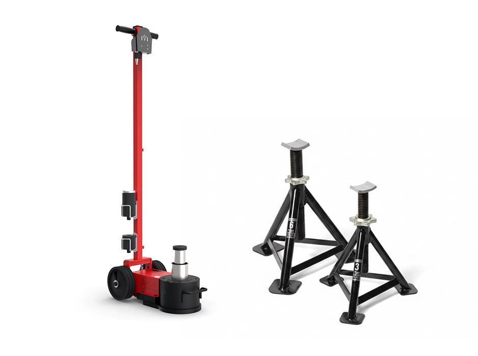 Домкрат пневмогидравлический низкий YAK215/N, 40/20 т Cattini со страхующими стойками