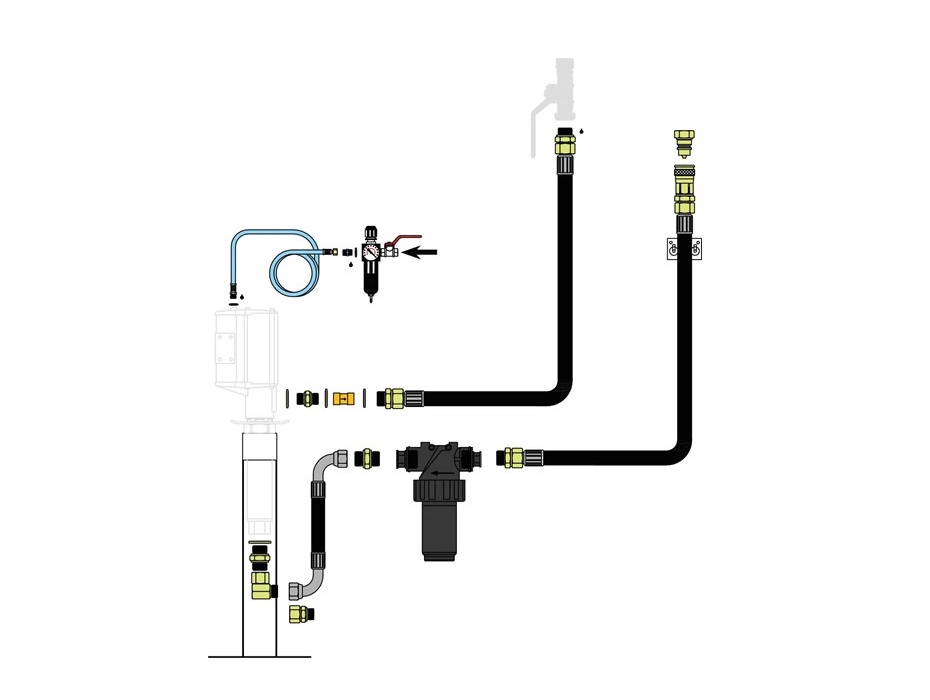 Комплект для монтажа насоса на полу с фильтром-регулятором воздуха и маслян фильтром (арт. № 29300)