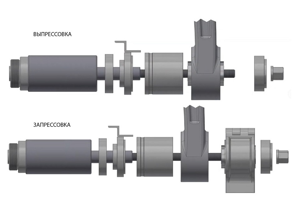 Комплект выпрессовщика сайлентблоков с пневмогидравлическим насосом 