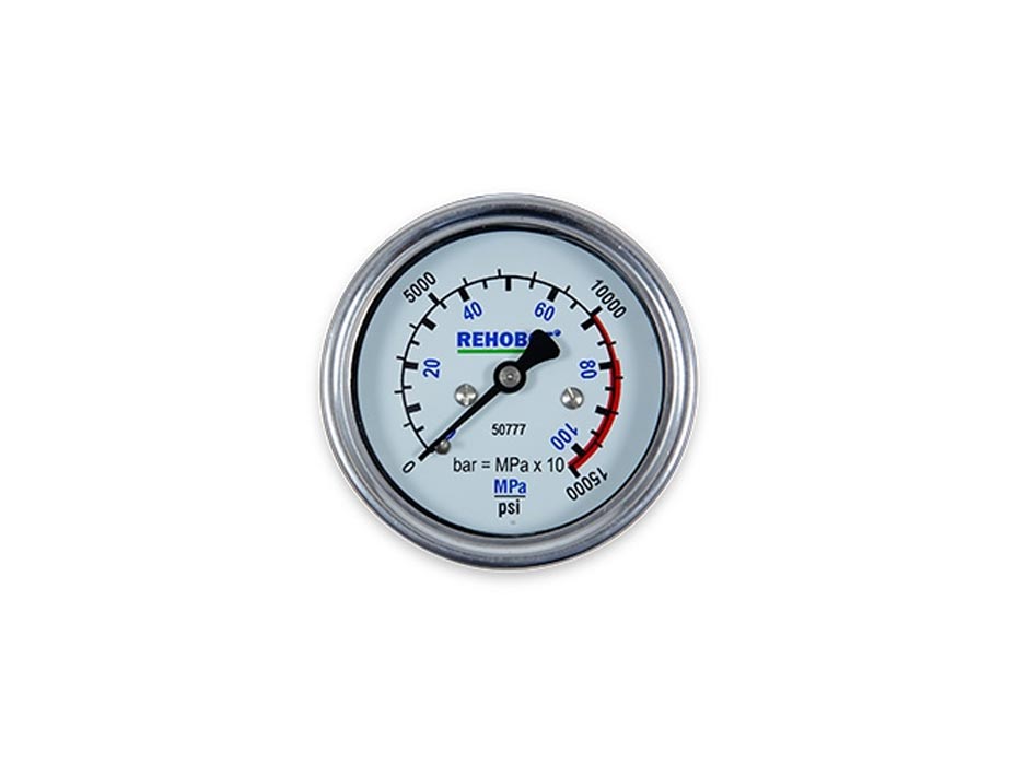 Манометр жидкозаполненный, 2 шкалы, диапазоны: 0-1000 бар, 0-15000 psi, 1/4"