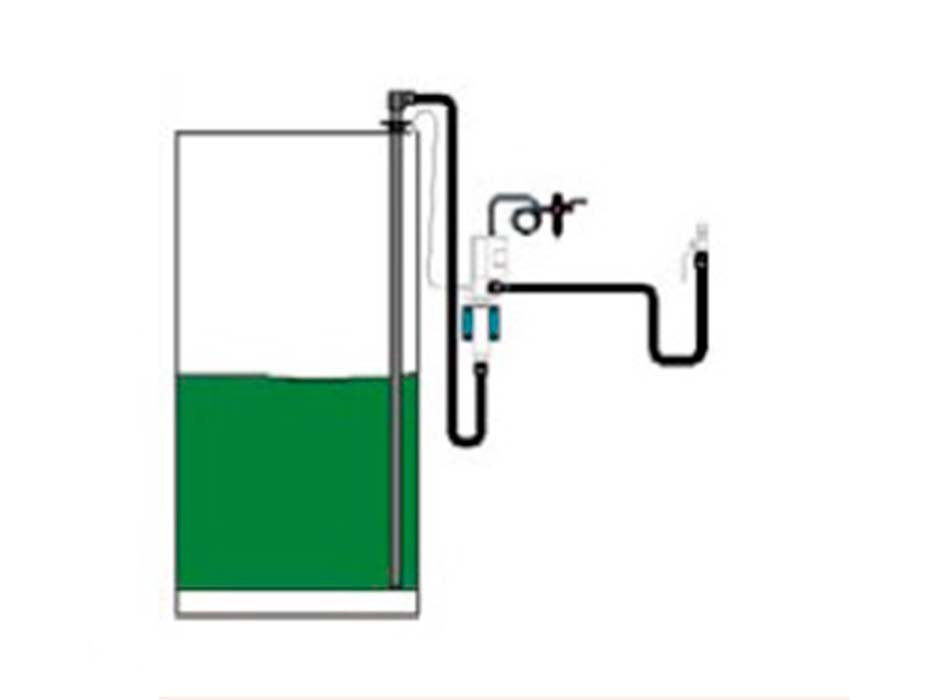Комплект для монтажа масл. насоса с пневмоприв. на стену и присоед. заборного шланга 5 м. к ёмкости h=3,0 м. сверху,с фильтром регулятором воздуха