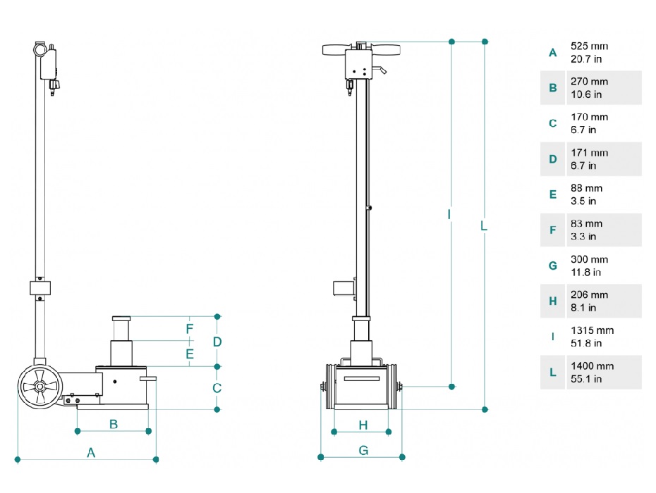 Домкрат пневмогидравлический низкий, 40/20 т Cattini