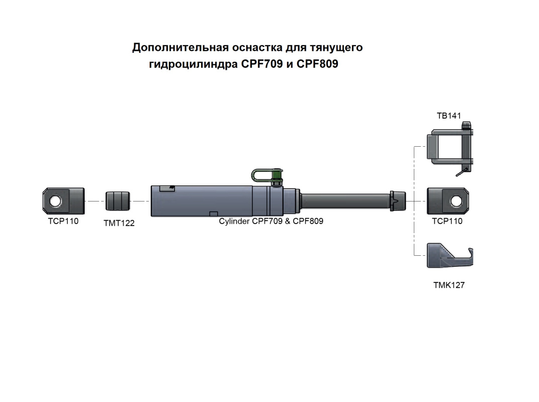 Гидроцилиндр тянущий, усилие 11 т, ход штока 127 мм, высота 436 мм 