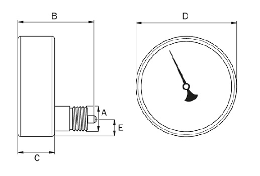 Манометр жидкозаполненный, 2 шкалы, диапазоны: 0-1000 бар, 0-15000 psi, 1/4"
