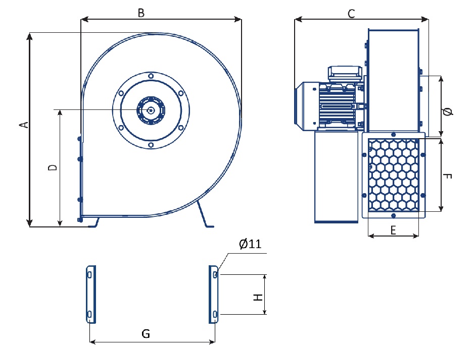 Вентилятор вытяжки системы отвода выхлопных газов, 5500 м3/мин, 2,2 кВт, 400В