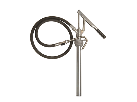 Насос ручной рычажный под бочки 20 л., для масел высокой вязкости, неагрессивных жидкостей, шланг 1,5м с запорным краном и изогнутым метал. носиком, производительность 0,1 л/ ход штока