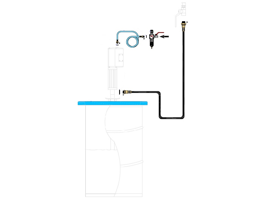 Комплект для монтажа насосов 128-серии для бочек 50-60 кг, с узлом подготовки воздуха (насос и уплотнительная мембрана в комплект не входят)