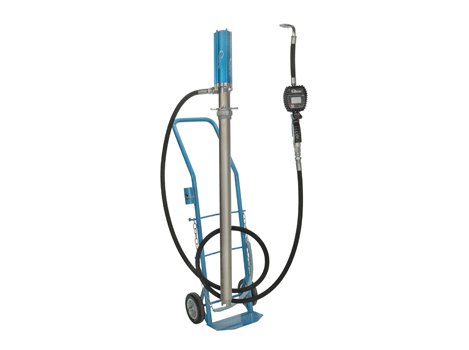 Комплект для раздачи масла передвижной под бочки 60 л., с насосом 3:1,шлангом 3м.х1/2" , с раздаточным пистолетом с цифровым расходомером и тележкой  