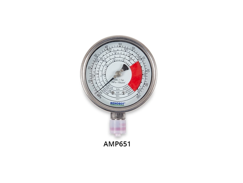 Манометр, 5 шкал, диапазоны: 0-49 кН, 0-111 кН, 0-232 кН, 0-70 МПа, 0-10000 psi, 1/2"