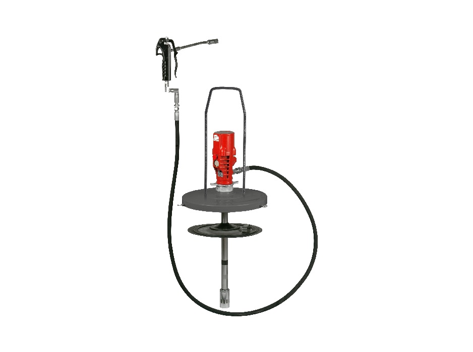 Нагнетатель смазки переносной под вёдра 15-18 кг., с пластиной прижимной, пистолет для раздачи смазки; пневмопривод 55:1; 1 МПа