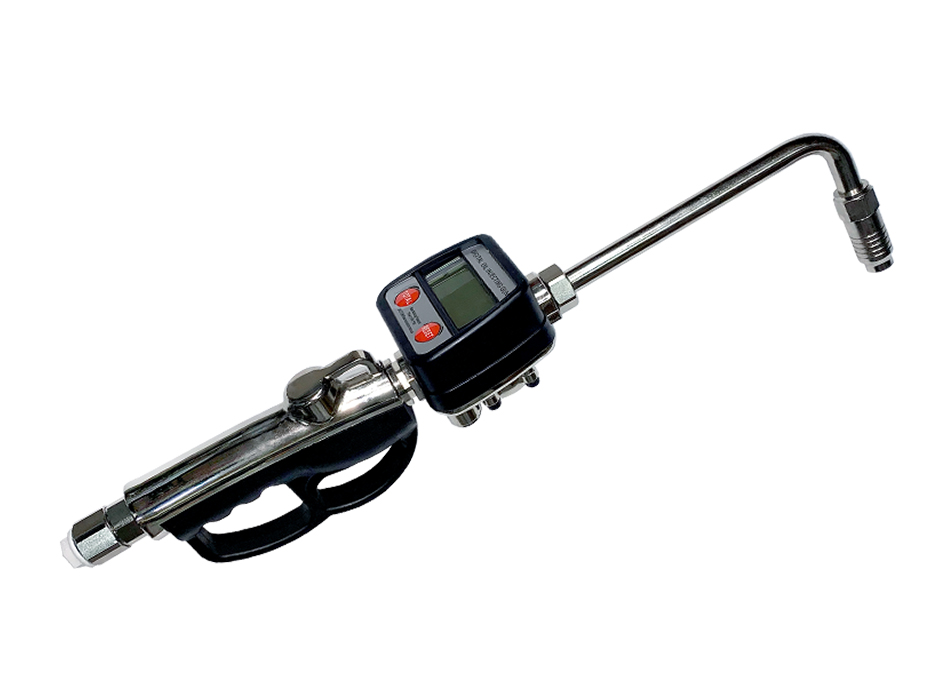 Пистолет для раздачи масла с жестким носиком и расходомером, 7 МПа, поток 1-35 л/мин, погрешность 0,3%