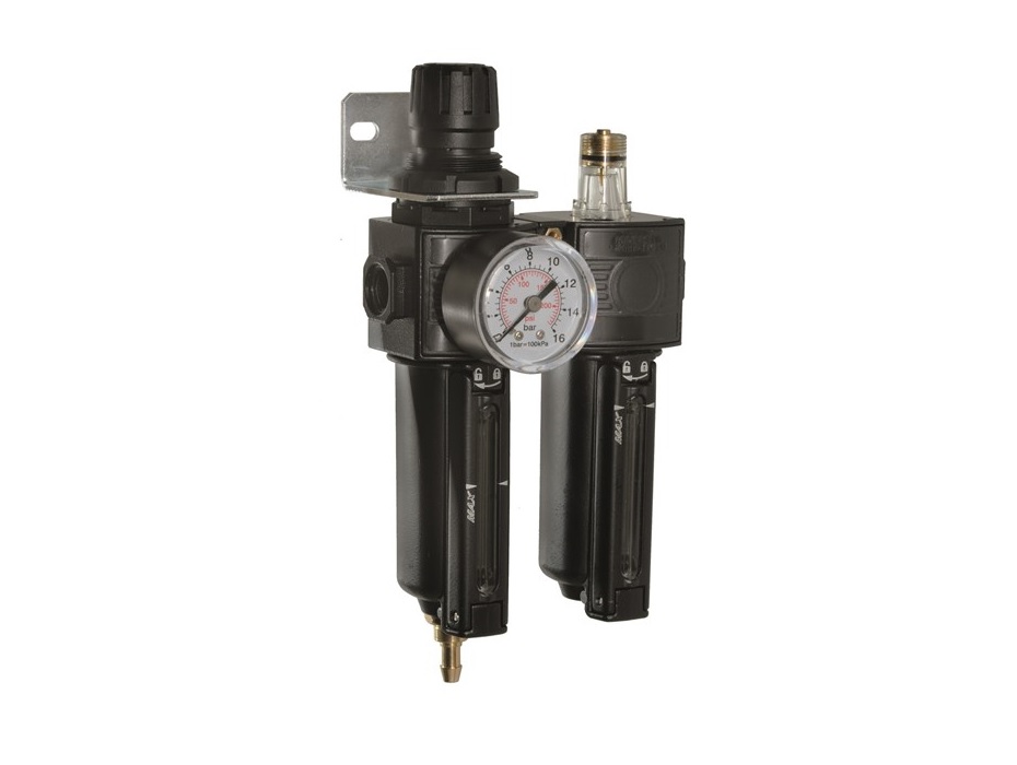 Фильтр-регулятор с лубрикатором и кронштейном, G1/4" (f), 1,2 МПа, +5...+60°C