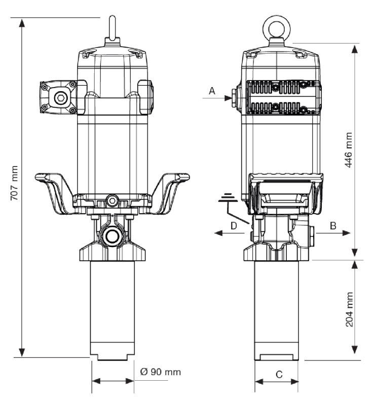 Насос для масла высокой производительности; пневмопривод 3:1, укороченная заборная труба; 120 л./мин.;1,2 МПа
