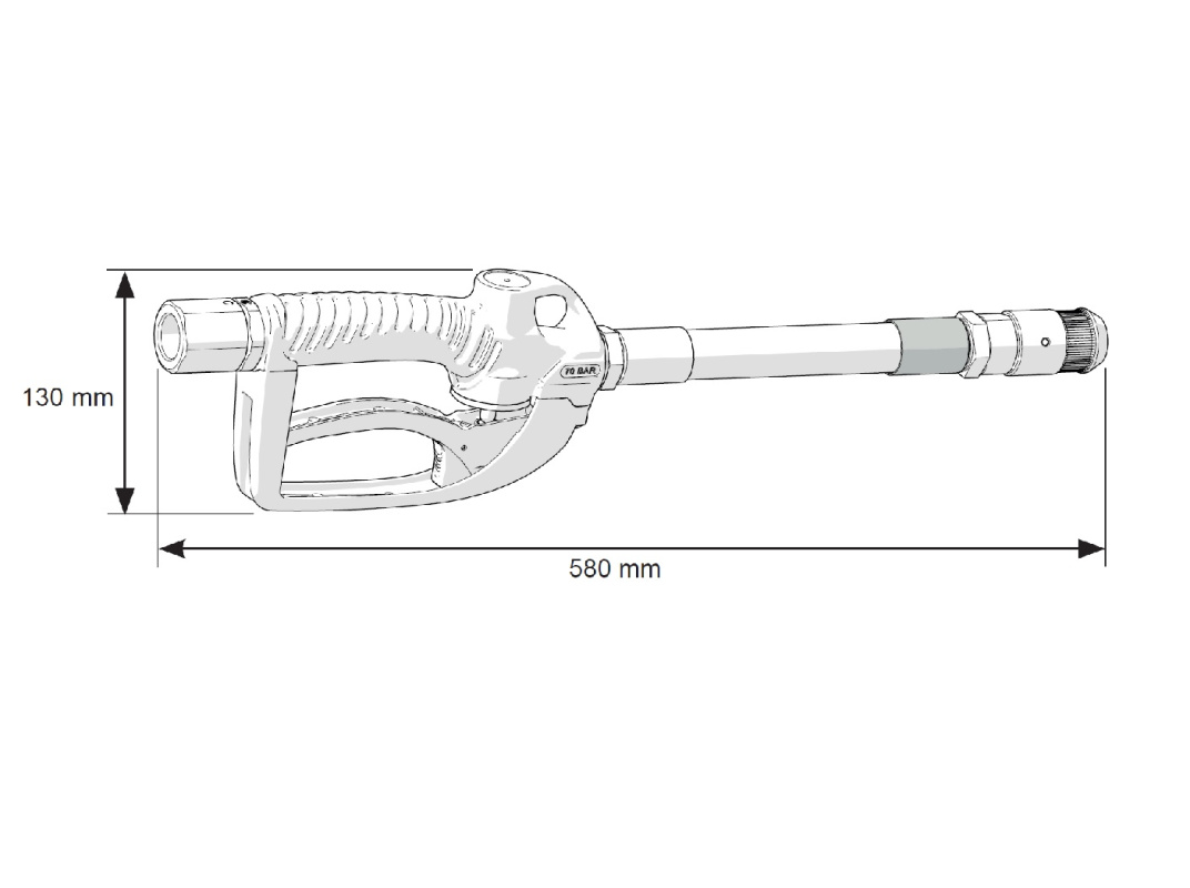 Пистолет для раздачи масла повышенной производительности, гибкий носик, 70 л/мин, 10 МПа, G3/4" (f)