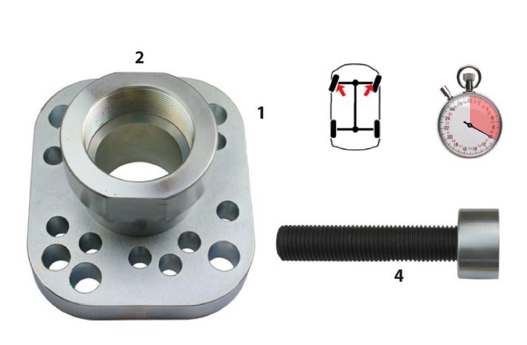 Комплект доп. оснастки для снятия ступицы без колесных шпилек  и подшипника грузовых автомобилей и автобусов на 45т. (комплект цилиндра 03-00026 45Т поставляется отдельно)