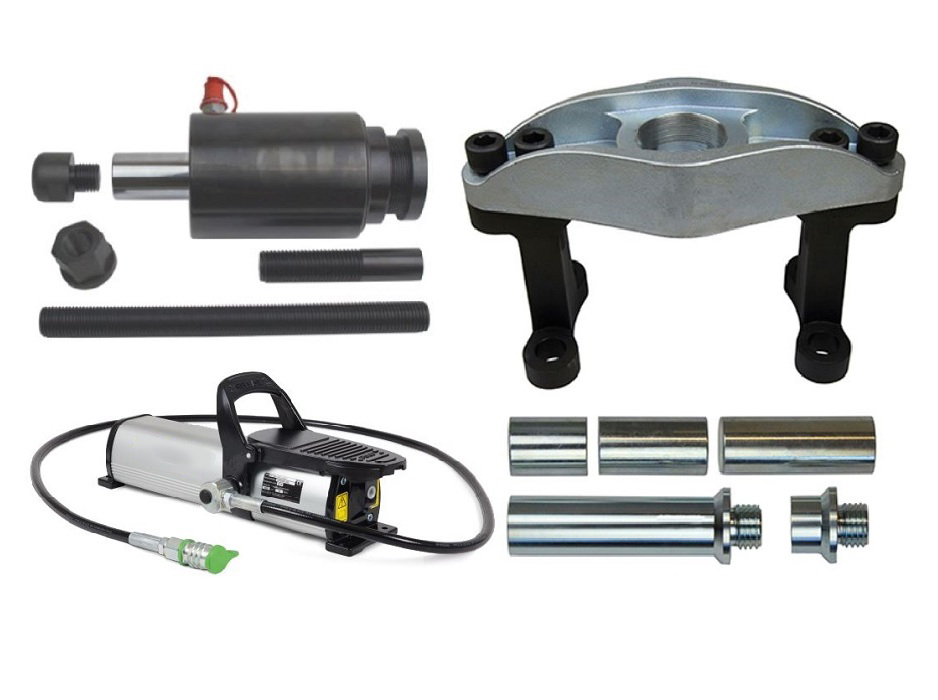 Съёмник ступиц грузовых автомобилей на 45 тонн, универсальный с насосом (базовая версия)