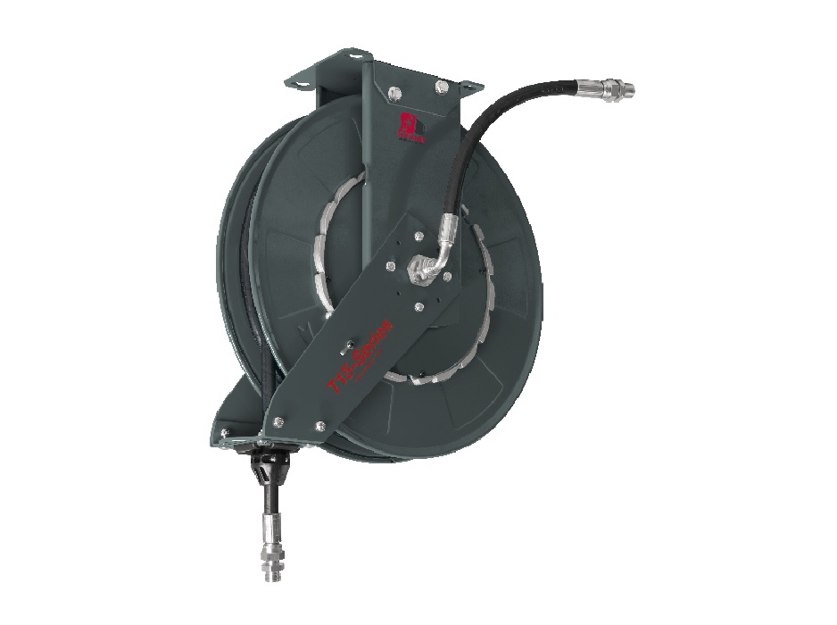 Катушка открытая для раздачи воздуха, воды; цельностальной барабан; шланг 15м. х 1/2"; 1,5 МПа; 1/2”