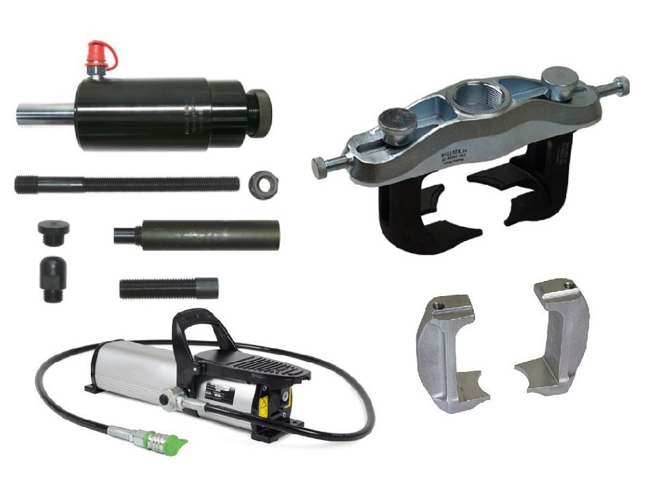 Комплект для снятия и установки ступиц легковых автомобилей с гидравлическим цилиндром на 22 тонны, универсальный с насосом (базовая версия)