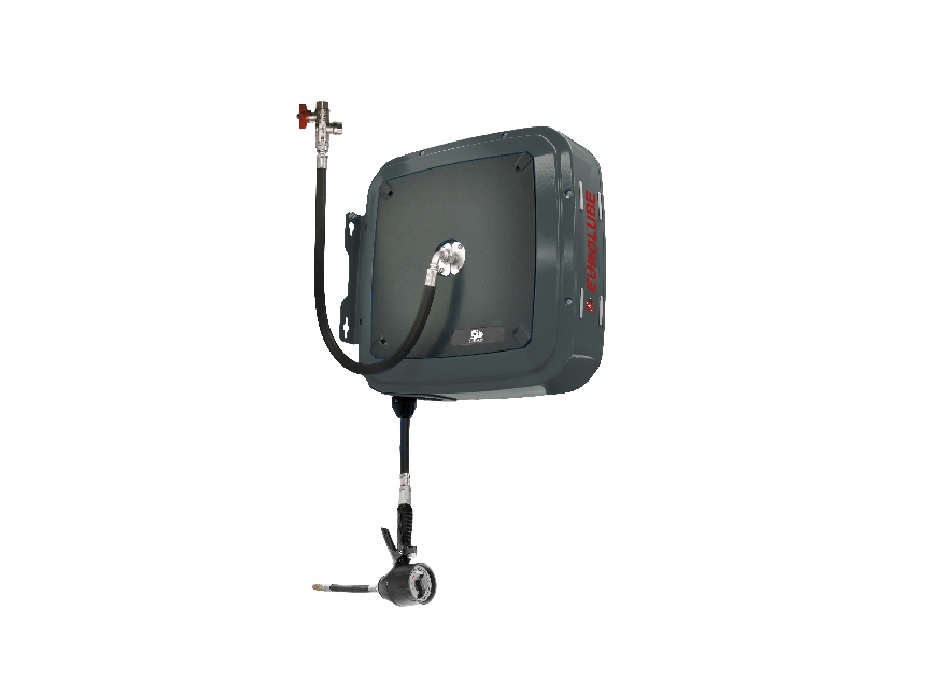 Катушка закрытая для раздачи масла, шланг 10 м. х 1/2"; 7,5МПа; пистолет с механическим расходомером