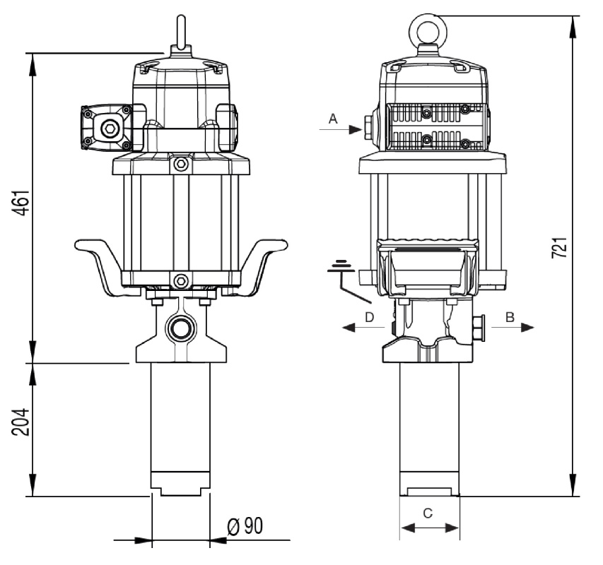 Насос для масла высокой производительности, укороченная заборная труба; пневмопривод; 6:1; 100 л/мин;1,2 МПа