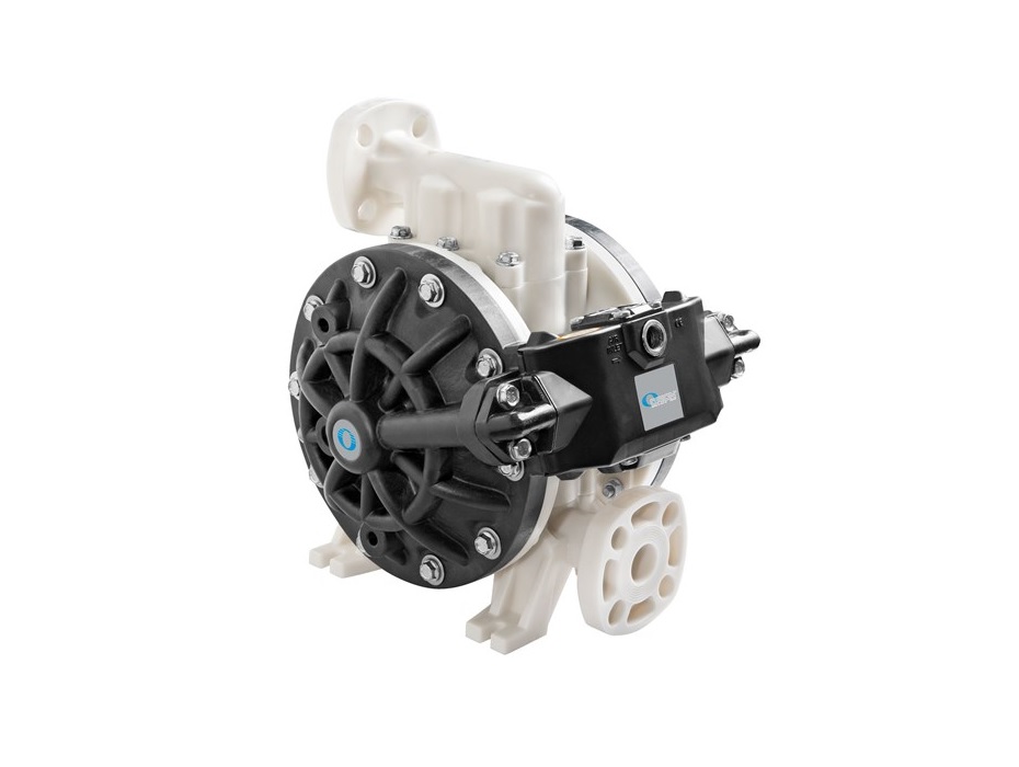 Насос диафрагменный с пневмоприводом, 1:1;  200 л/мин, воздух 0,8 МПа, G3/8"(f), вход/выход G1"(f), Корпус - Полипропилен