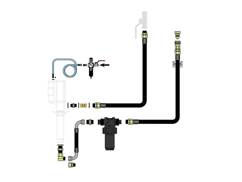 Комплект для монтажа насоса на стене с фильтром-регулятором воздуха и масляным фильтром (арт. № 29300)