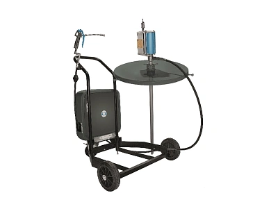 Насос для смазки с тележкой (28645),  60:1 под бочки180 кг, с катушкой для шланга